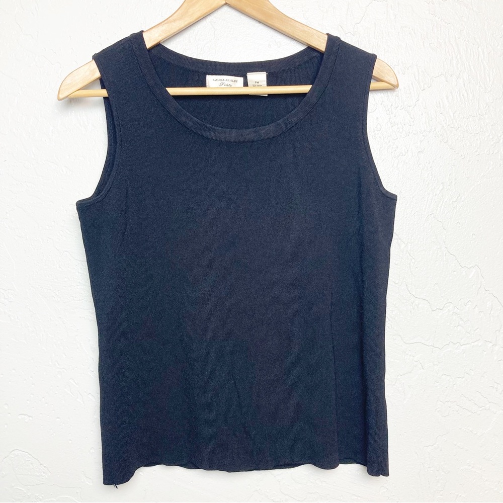 Laura ashley black ribbed tank top size PM